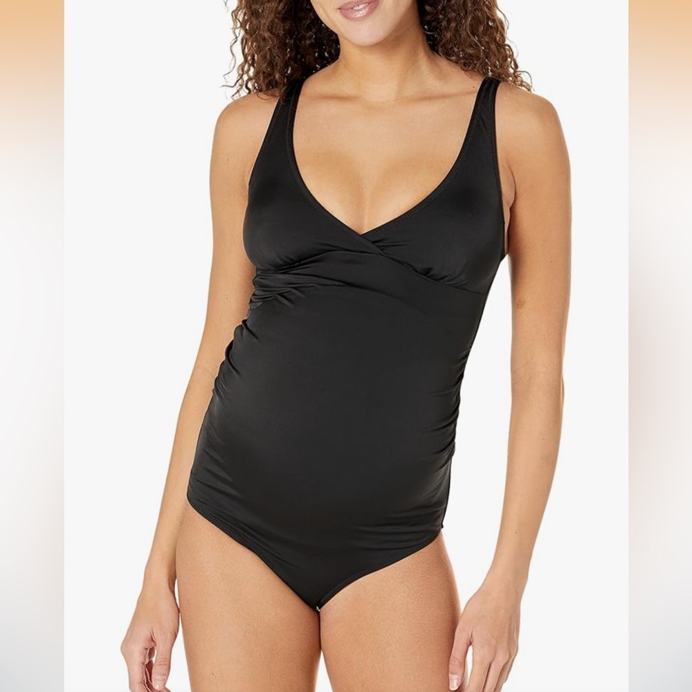 Women's Black Maternity V-Neck Swimsuit 056